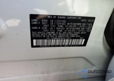 2021 Subaru Ascent Touring z USA, uszkodzony, nr VIN 4S4WMARD9M3413853